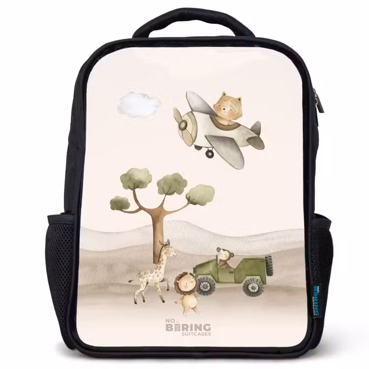Kids backpack - Black - Animals on safari — 1