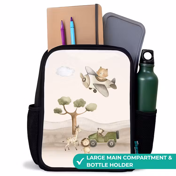 Kids backpack - Black - Animals on safari — 10