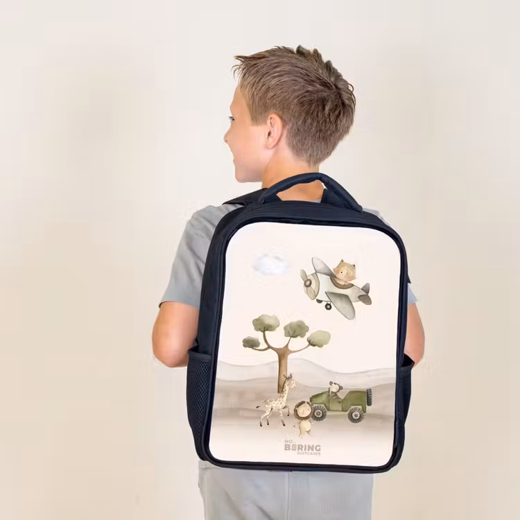 Kids backpack - Black - Animals on safari — 2