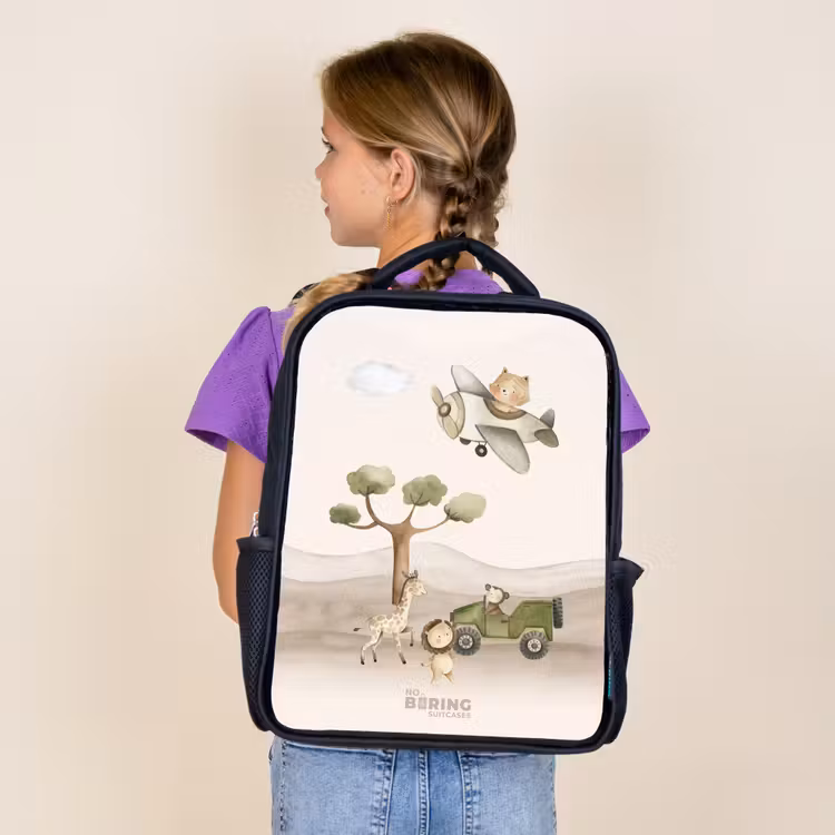 Kids backpack - Black - Animals on safari — 4