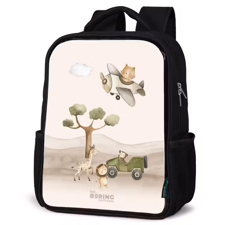 Kids backpack - Black - Animals on safari — 6