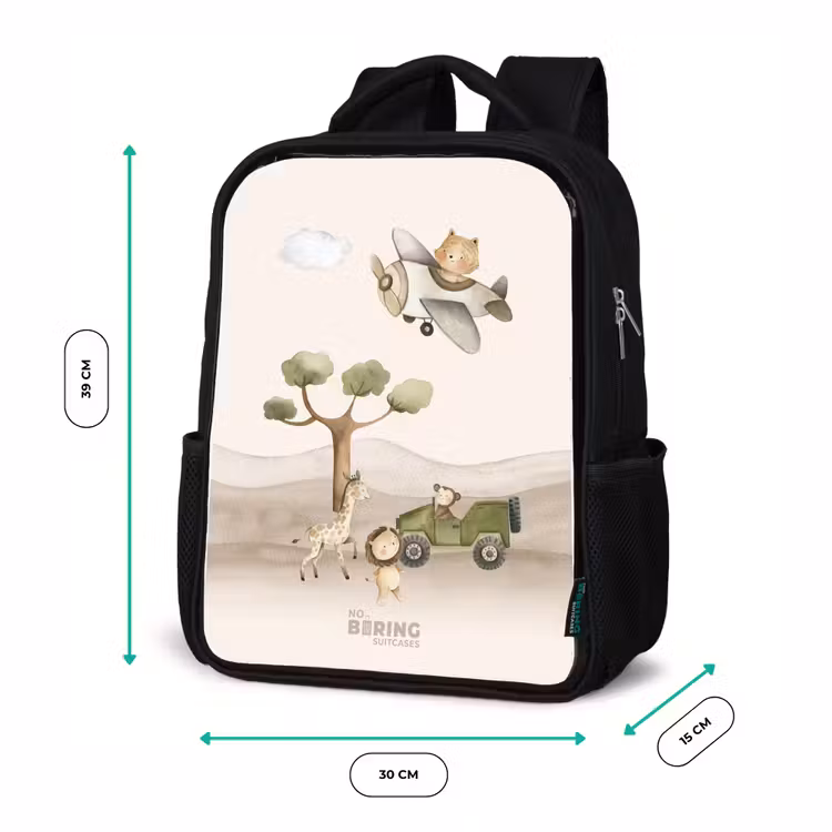 Kids backpack - Black - Animals on safari — 8