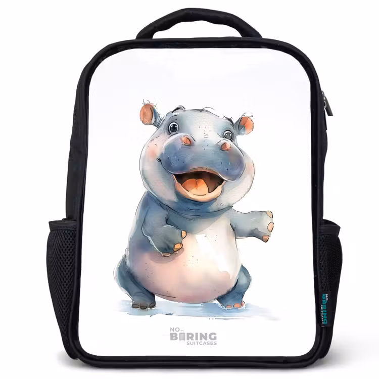 Kids backpack - Black - Baby hippo — 1