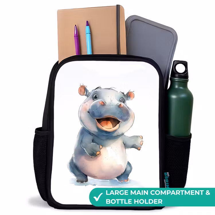 Kids backpack - Black - Baby hippo — 10