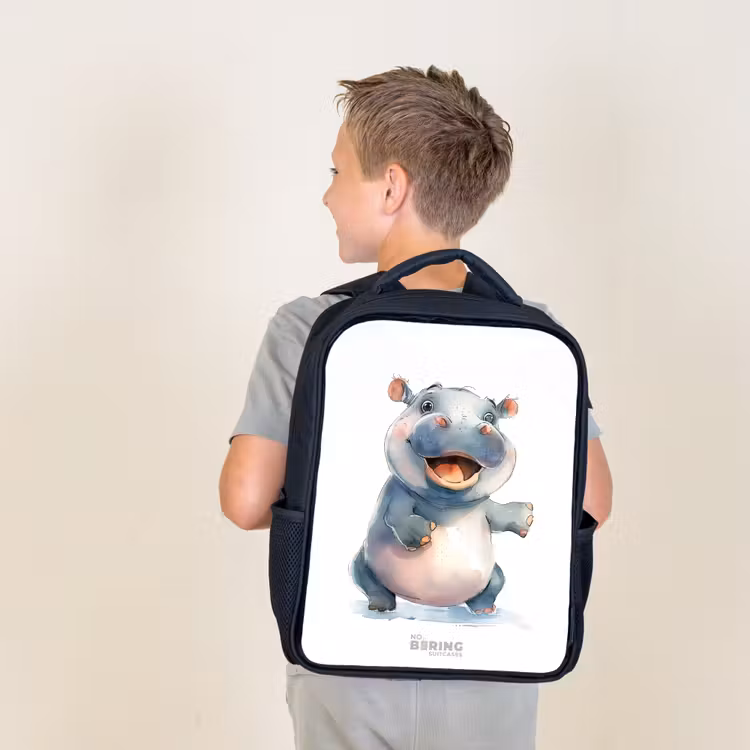 Kids backpack - Black - Baby hippo — 2