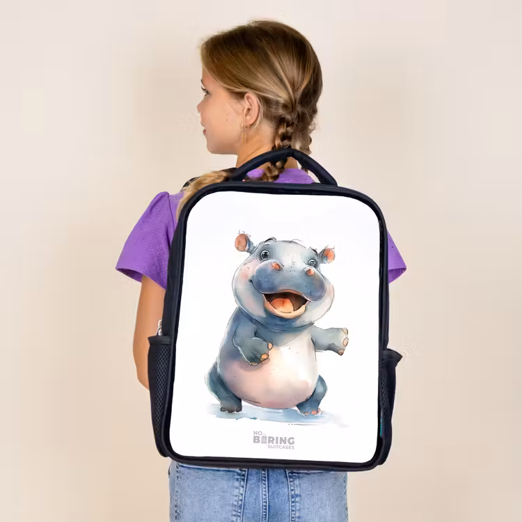 Kids backpack - Black - Baby hippo — 4