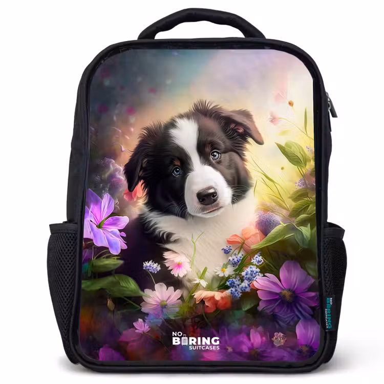 Kids backpack - Black - Blue-eyed dog in a field — 1