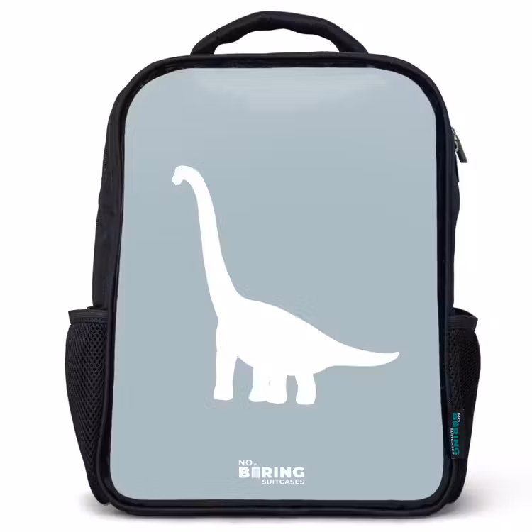 Kids backpack - Black - Blue with Brachiosaurus dino — 1