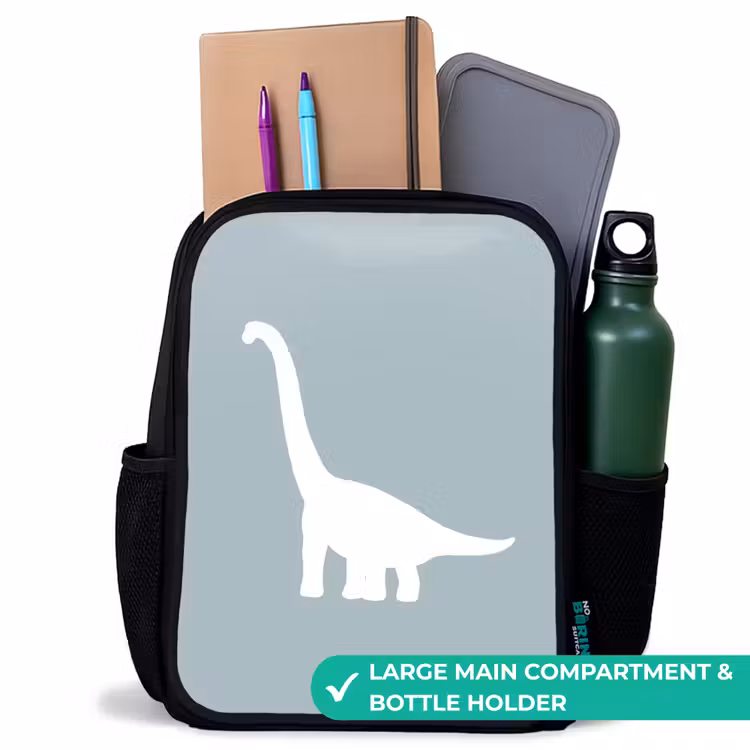 Kids backpack - Black - Blue with Brachiosaurus dino — 10