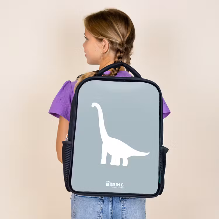 Kids backpack - Black - Blue with Brachiosaurus dino — 4