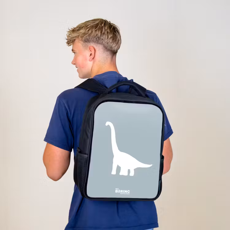 Kids backpack - Black - Blue with Brachiosaurus dino — 5