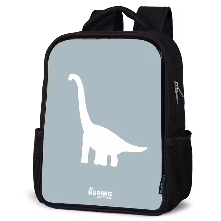 Kids backpack - Black - Blue with Brachiosaurus dino — 6