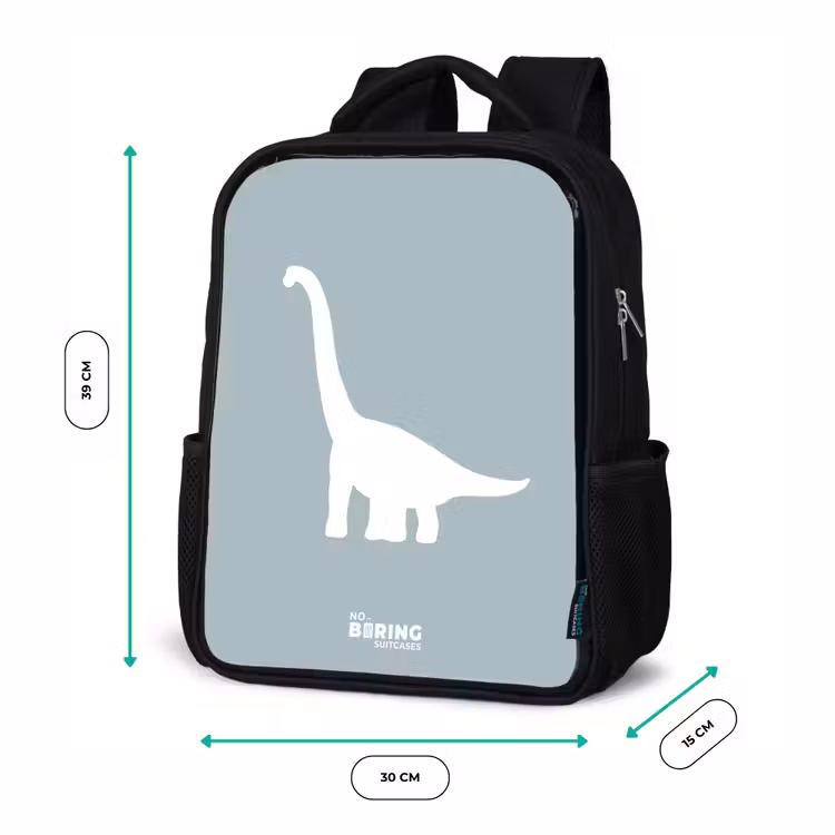 Kids backpack - Black - Blue with Brachiosaurus dino — 8