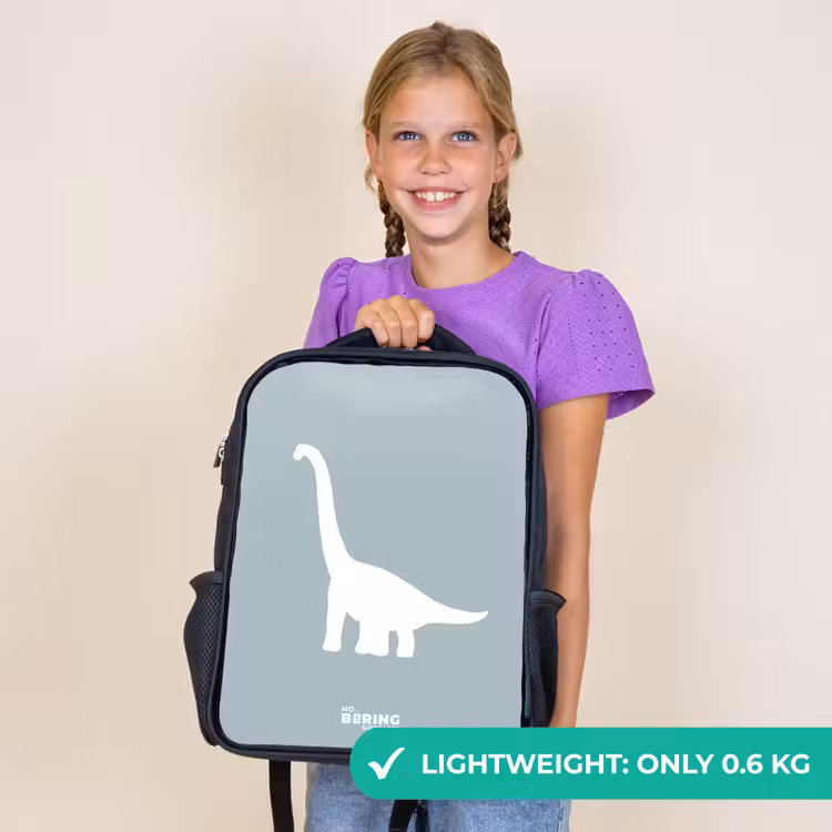 Kids backpack - Black - Blue with Brachiosaurus dino — 9