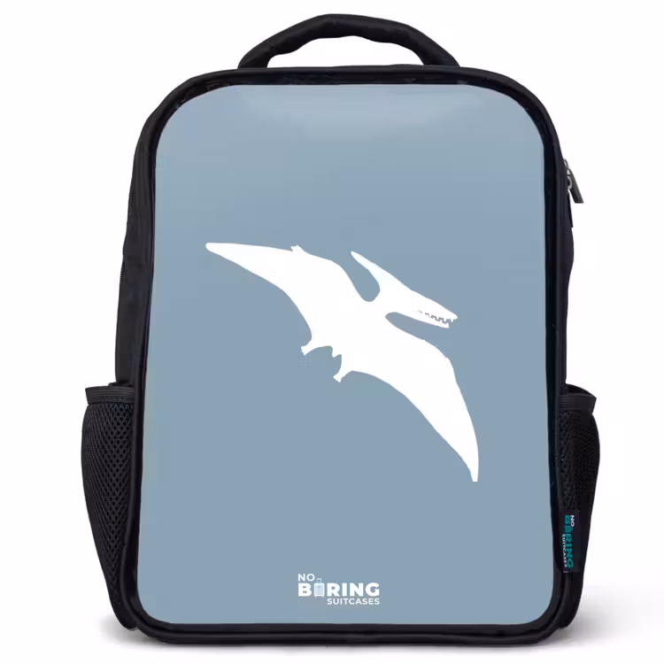 Kids backpack - Black - Blue with Pteranodon dino — 1
