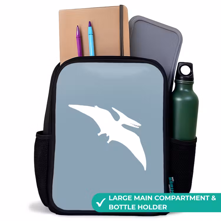 Kids backpack - Black - Blue with Pteranodon dino — 10