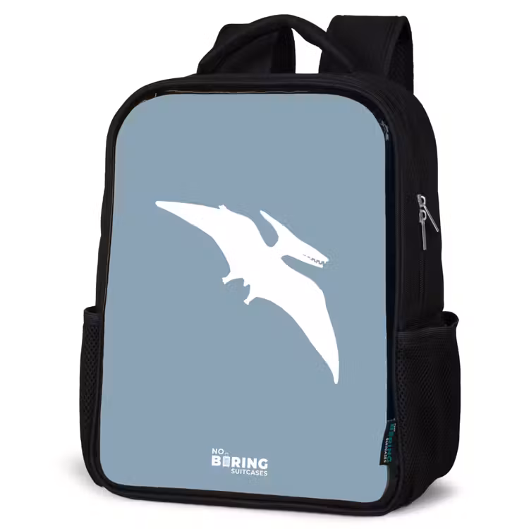 Kids backpack - Black - Blue with Pteranodon dino — 6