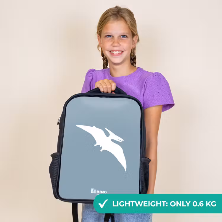 Kids backpack - Black - Blue with Pteranodon dino — 9