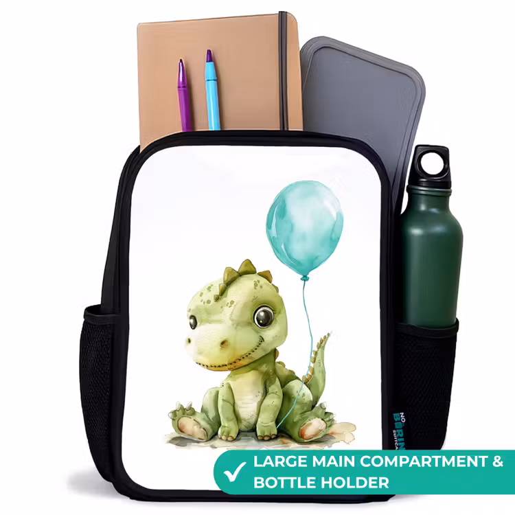 Kids backpack - Black - Dino with blue balloon — 10
