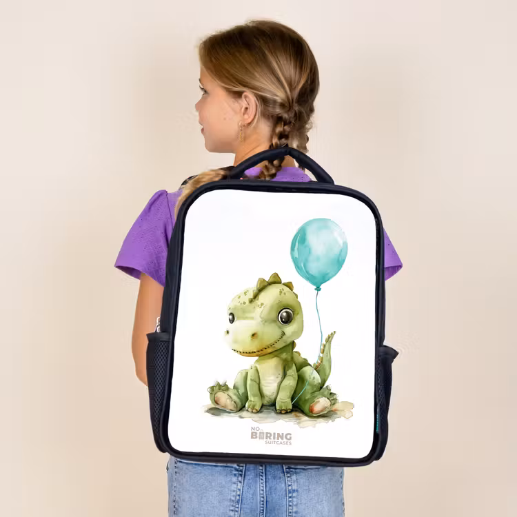 Kids backpack - Black - Dino with blue balloon — 4