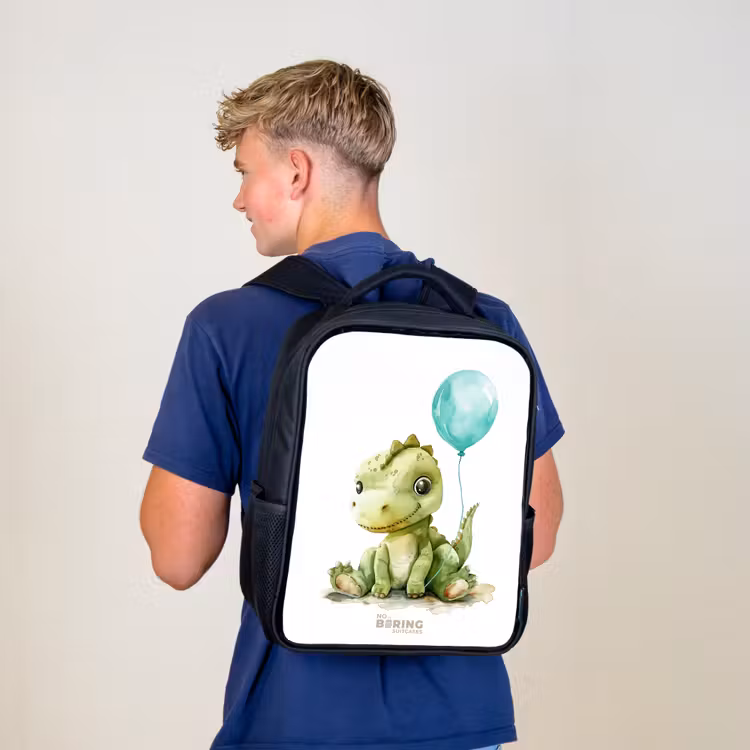 Kids backpack - Black - Dino with blue balloon — 5