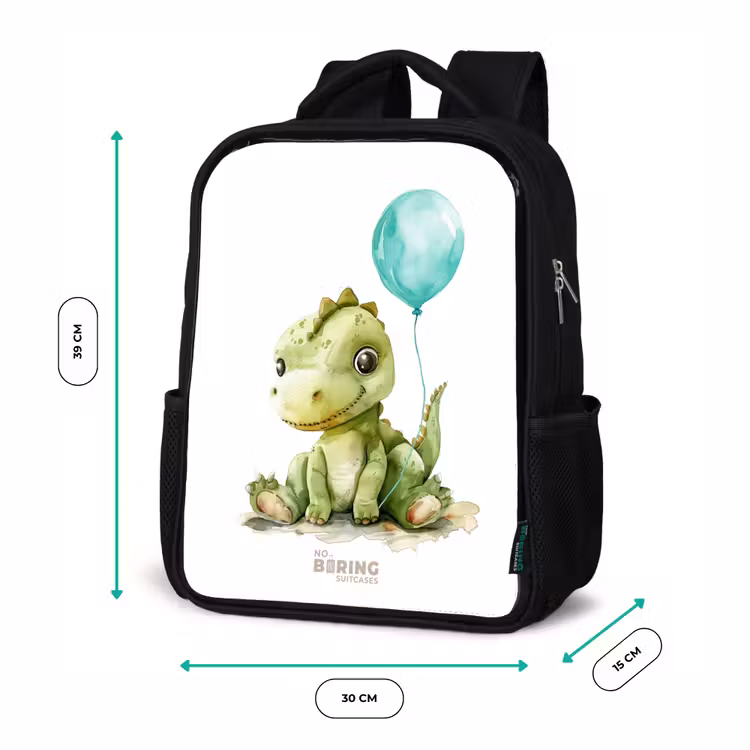Kids backpack - Black - Dino with blue balloon — 8