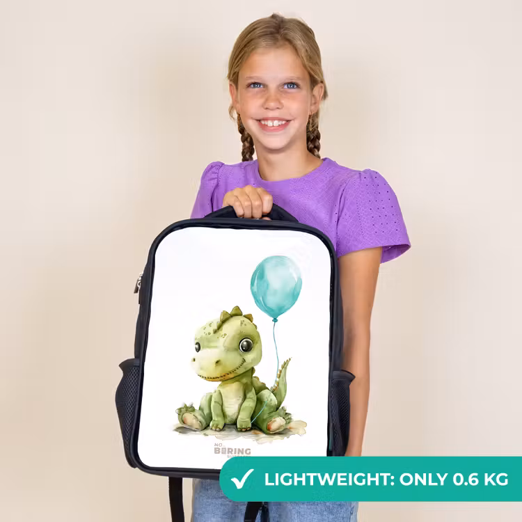 Kids backpack - Black - Dino with blue balloon — 9