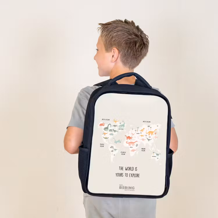 Kids backpack - Black - Dino world map — 2