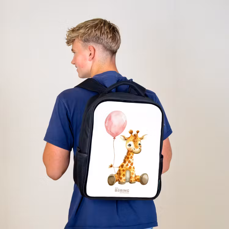 Kids backpack - Black - Giraffe with pink balloon — 5