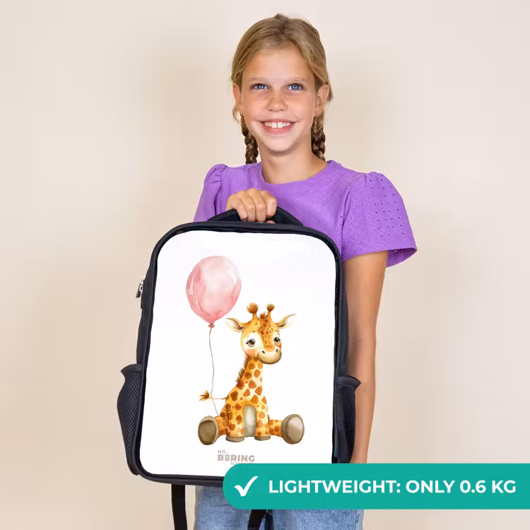 Kids backpack - Black - Giraffe with pink balloon — 9