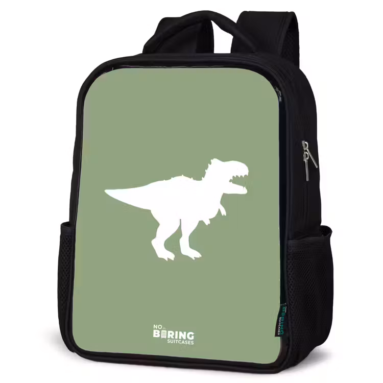 Kids backpack - Black - Green with T-rex dino — 6