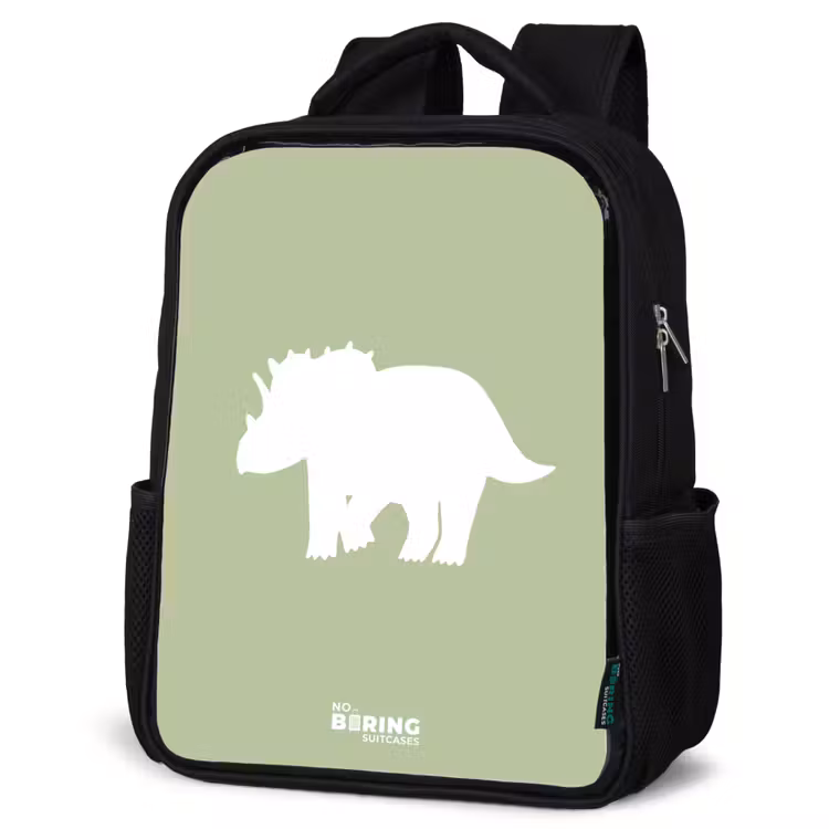 Kids backpack - Black - Green with Triceratops dino — 6