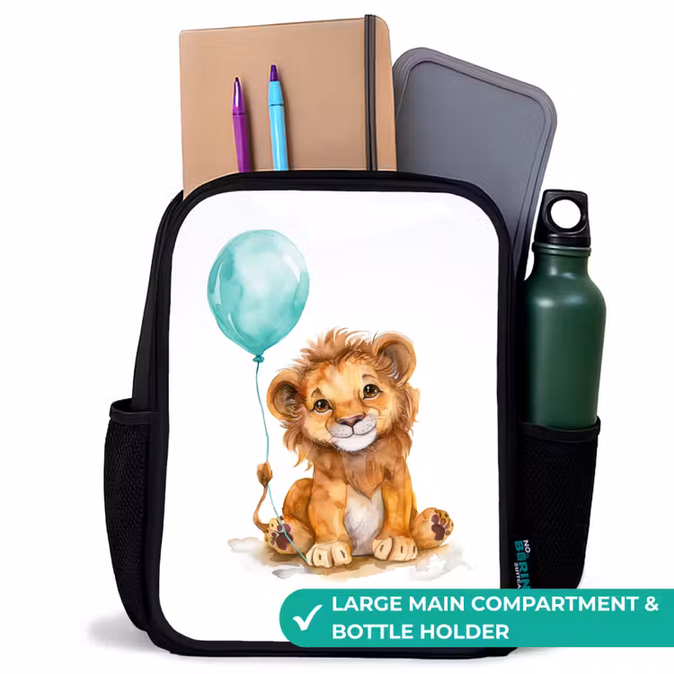 Kids backpack - Black - Lion with blue balloon — 10