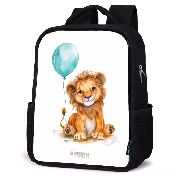 Kids backpack - Black - Lion with blue balloon — 6