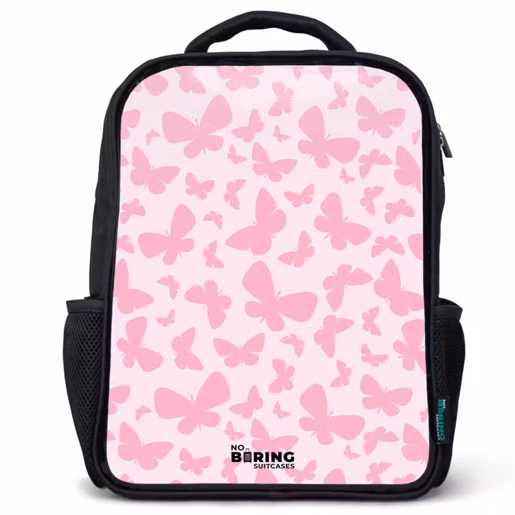 Kids backpack - Black - Pink butterflies — 1