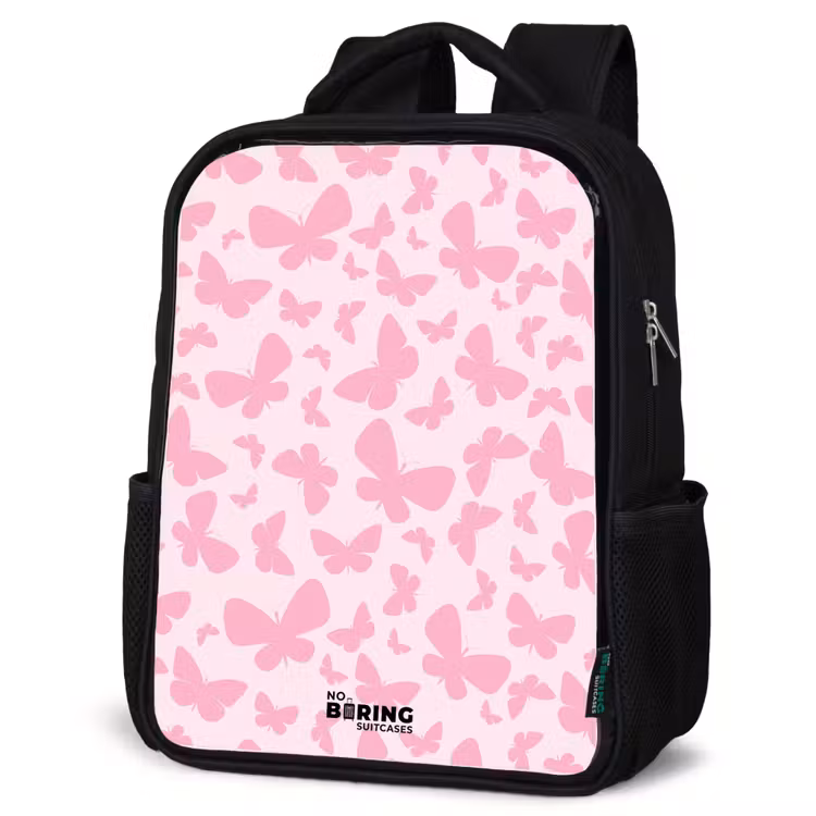 Kids backpack - Black - Pink butterflies — 6