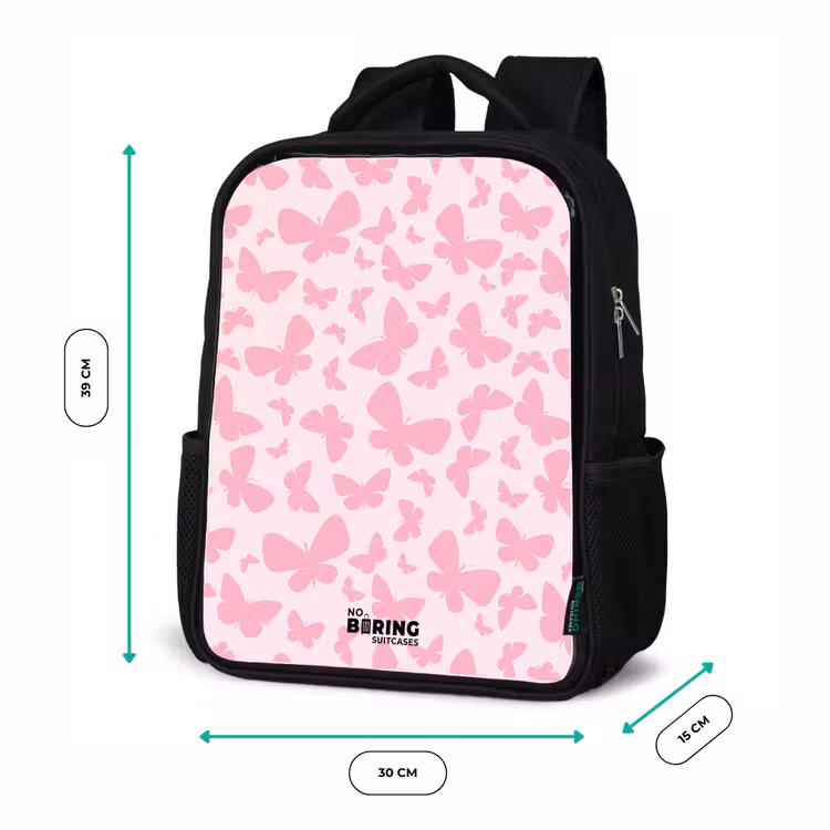 Kids backpack - Black - Pink butterflies — 8