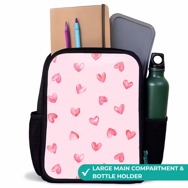 Kids backpack - Black - Pink hearts — 10