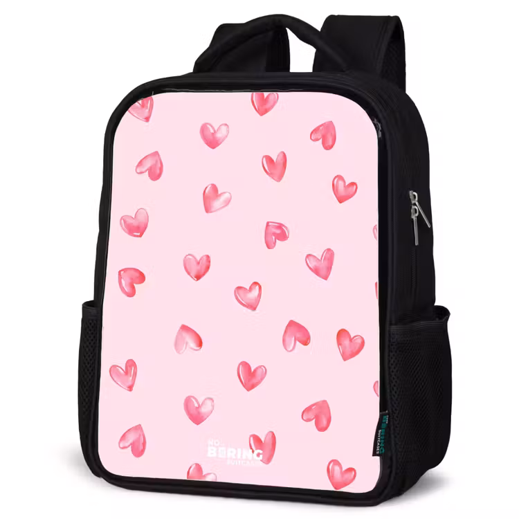 Kids backpack - Black - Pink hearts — 6