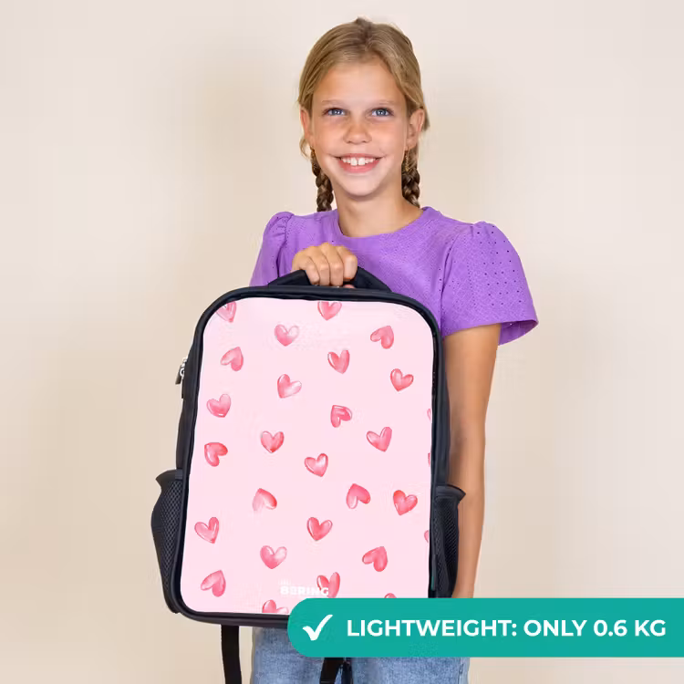Kids backpack - Black - Pink hearts — 9