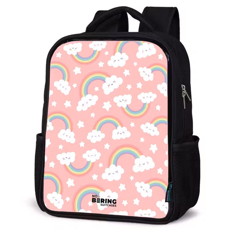 Kids backpack - Black - Pink with rainbow pattern — 6