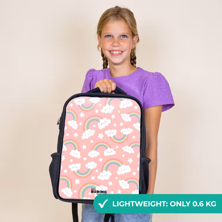Kids backpack - Black - Pink with rainbow pattern — 9