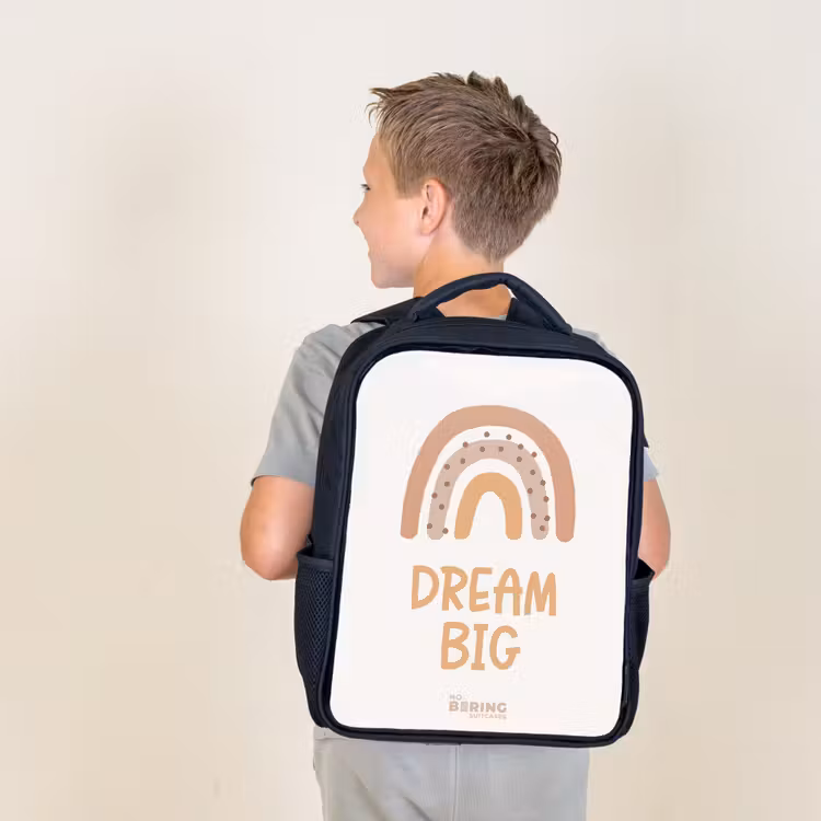 Kids backpack - Black - Rainbow with the quote 'Dream Big' — 2
