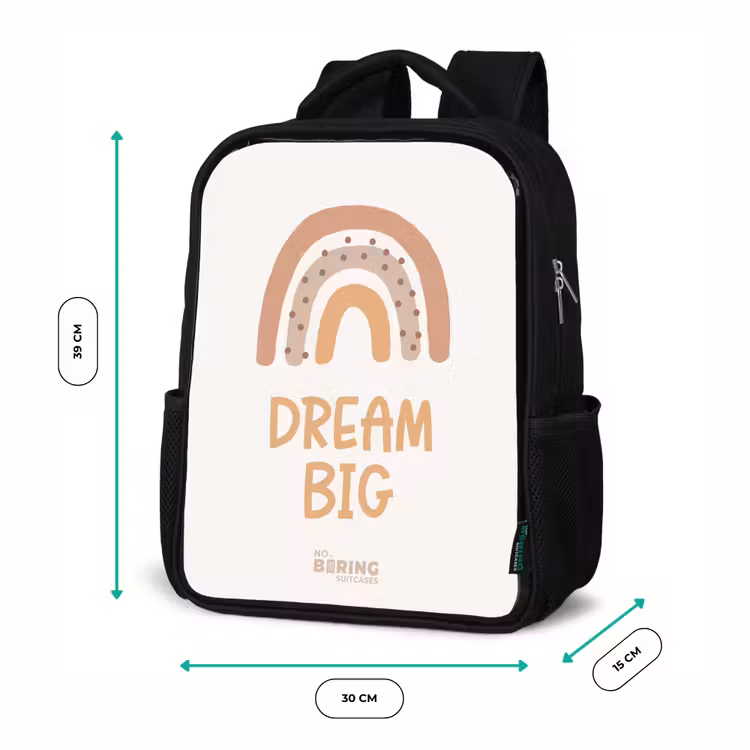 Kids backpack - Black - Rainbow with the quote 'Dream Big' — 8