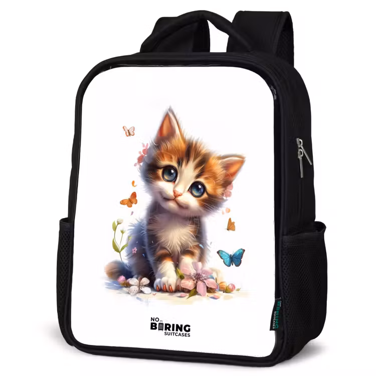 Kids backpack - Black - Vera butterfly kitten — 6