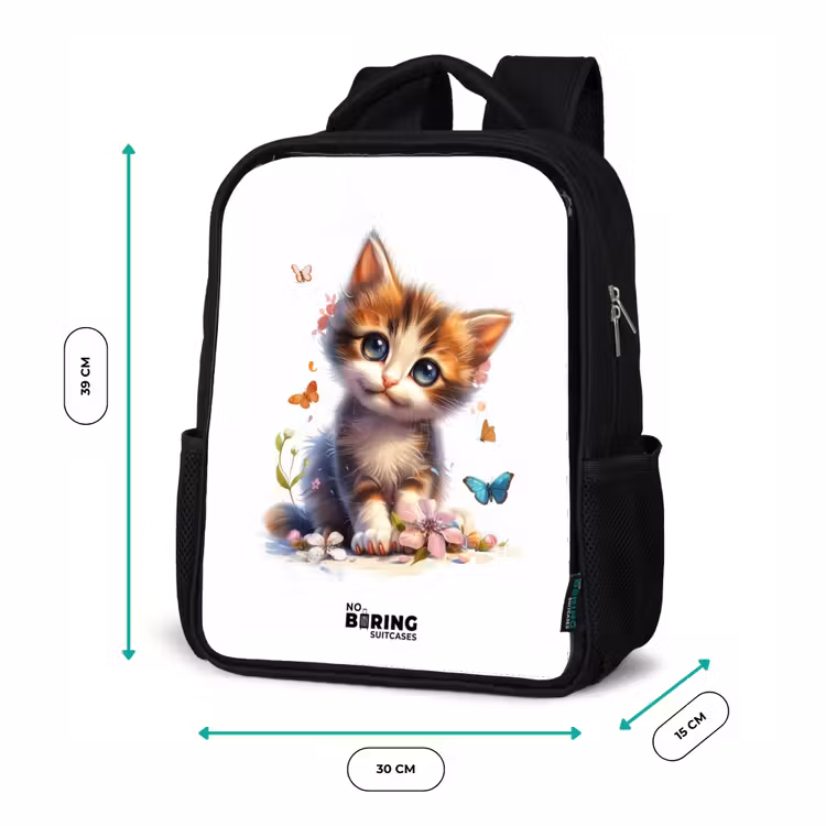 Kids backpack - Black - Vera butterfly kitten — 8