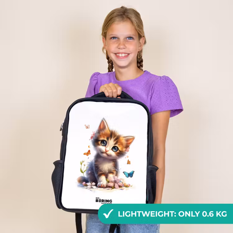 Kids backpack - Black - Vera butterfly kitten — 9