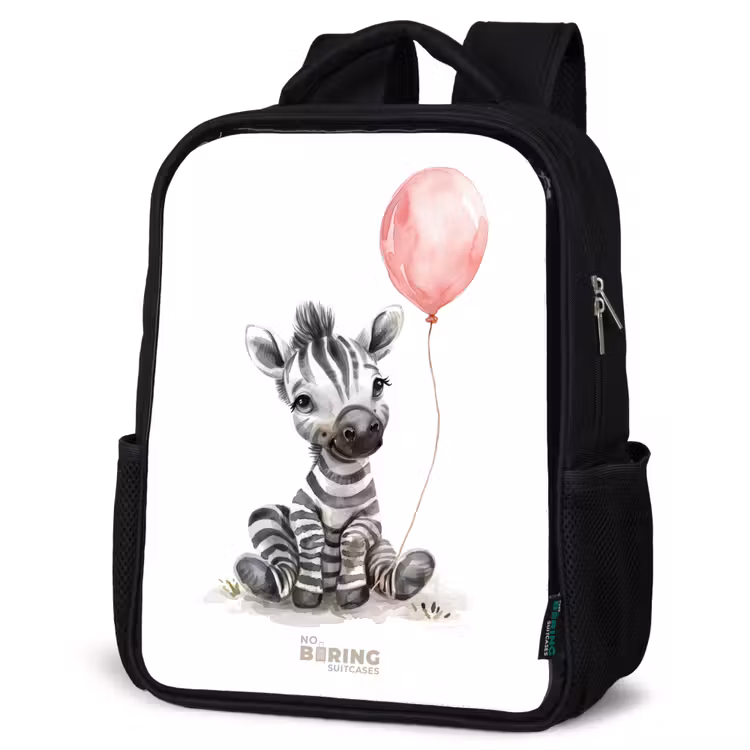 Kids backpack - Black - Zebra with pink balloon — 6