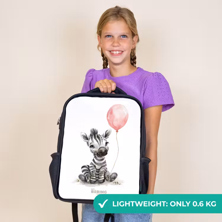 Kids backpack - Black - Zebra with pink balloon — 9