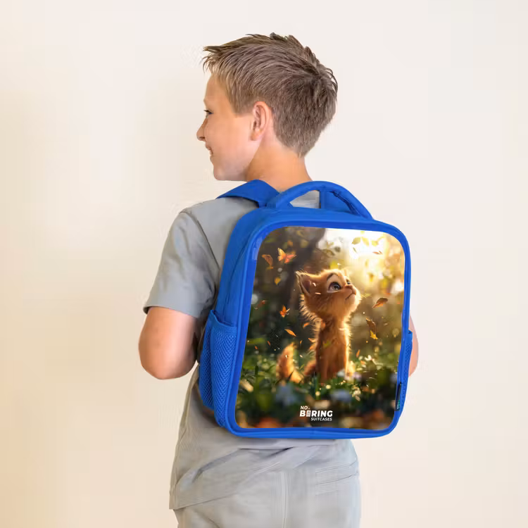 Kids backpack - Blue - Henry autumn kitten — 2